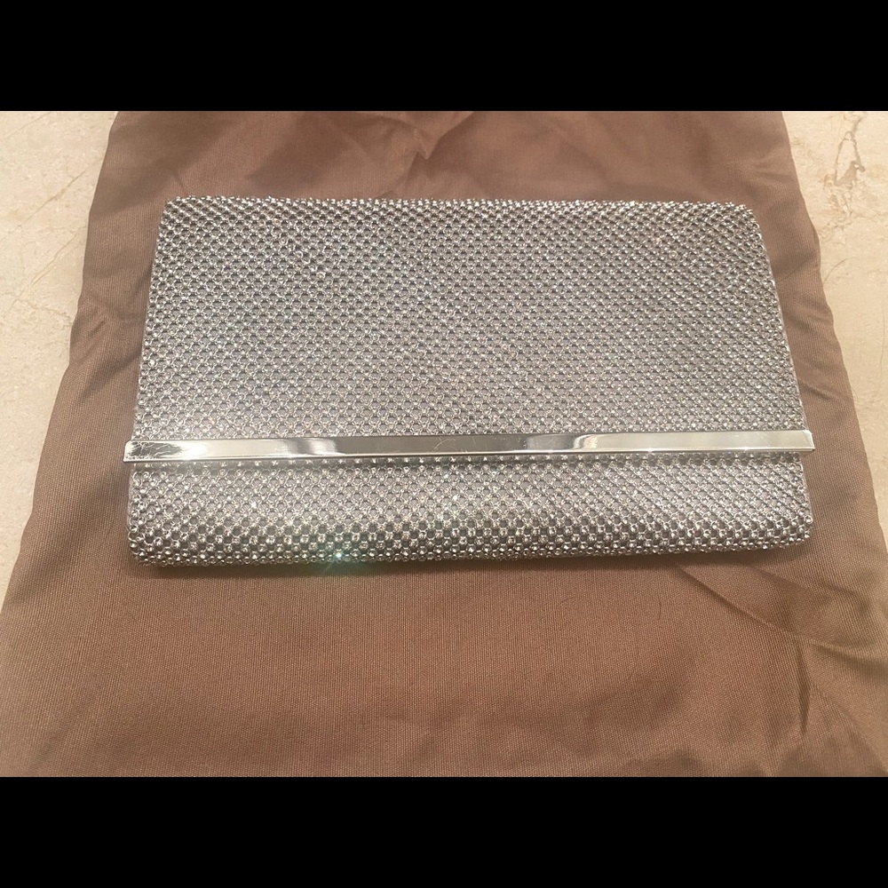 Nordstrom Silver Beaded Evening Clutch Purse